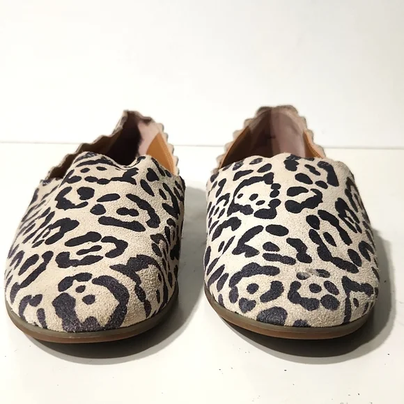 Lucky Brand Clooey Scalloped Suede Leopard Print Flat Loafers Size 8.5M - Picture 6 of 13